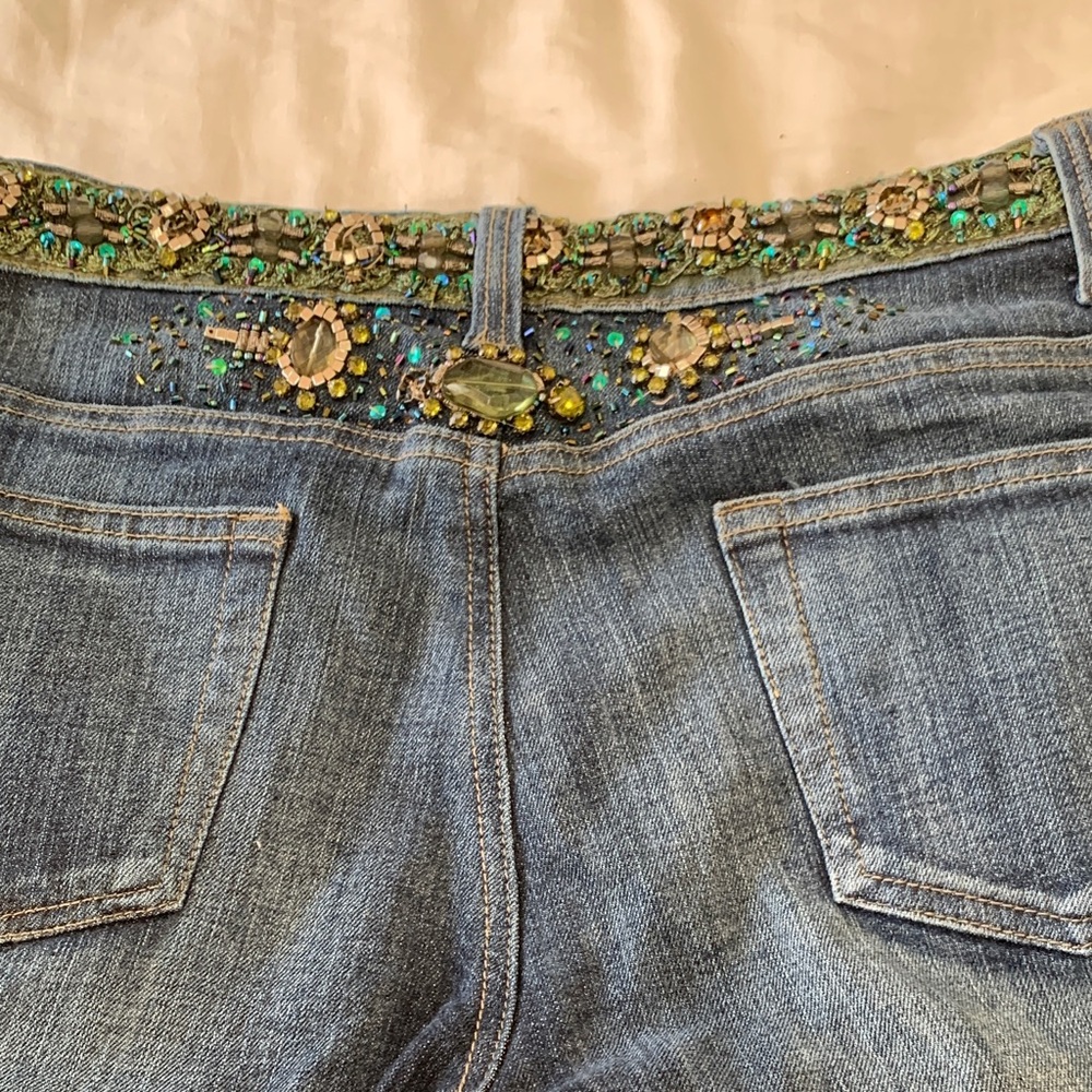 RARE FIND! Rosa & Rose Embellished Blue Jeans size Large - Picture 4 of 7